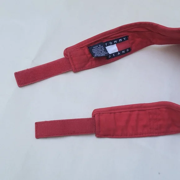 Tommy Hillfiger Jeans 2002 Red Visor Embroidered Spellout & Box Logo Size OS - Picture 6 of 11